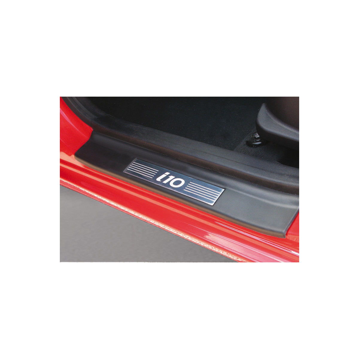 Einstiegsleisten, Hyundai i10, Farbe Schwarz mit Edelstahl-Einlage